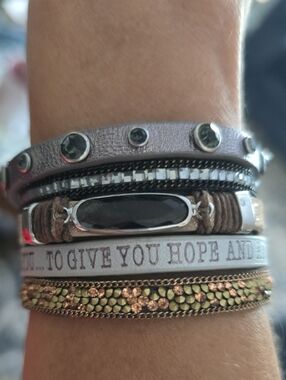 Religious Multi Strand Real Leather Bracelet